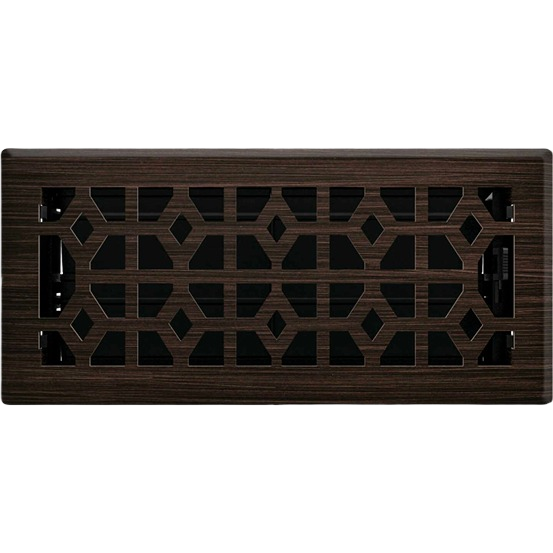 Oil-rubbed bronze steel floor register with geometric cutout design for plumbing and home improvement under $50 collections