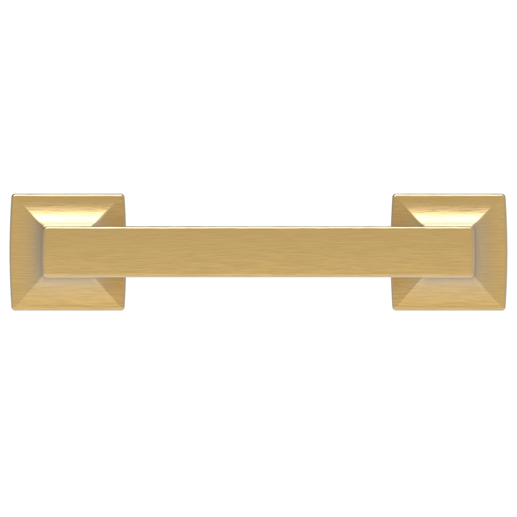 Brushed golden brass cabinet pull with 3-inch center spacing in furniture hardware and home improvement collections under $50