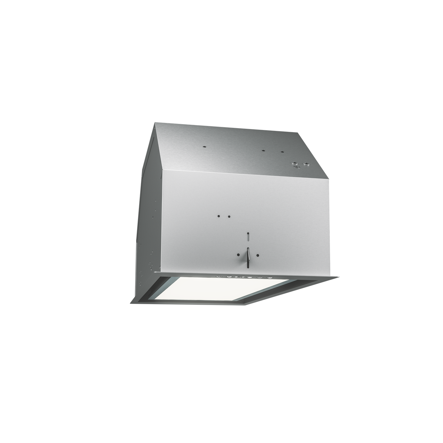 Stainless steel insert kitchen hood with large perimeter LED light panel in Over the Range Hoods collection