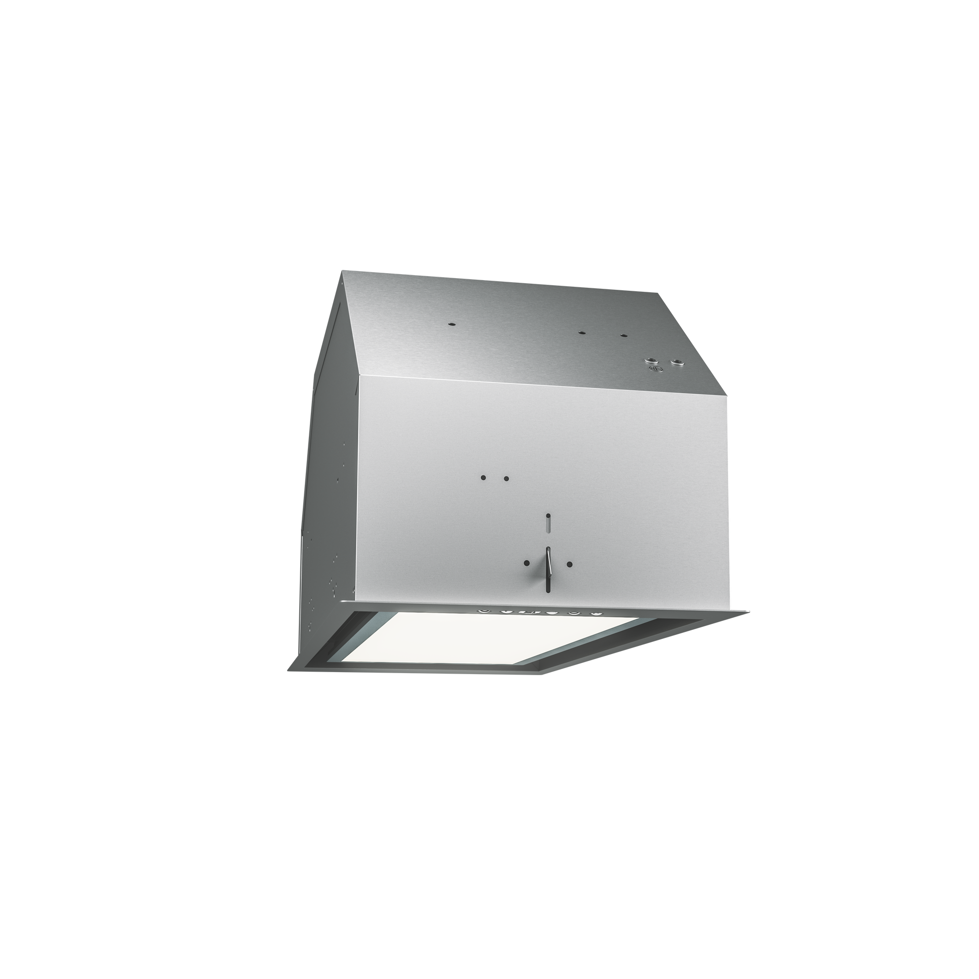 Stainless steel insert kitchen hood with large perimeter LED light panel in Over the Range Hoods collection