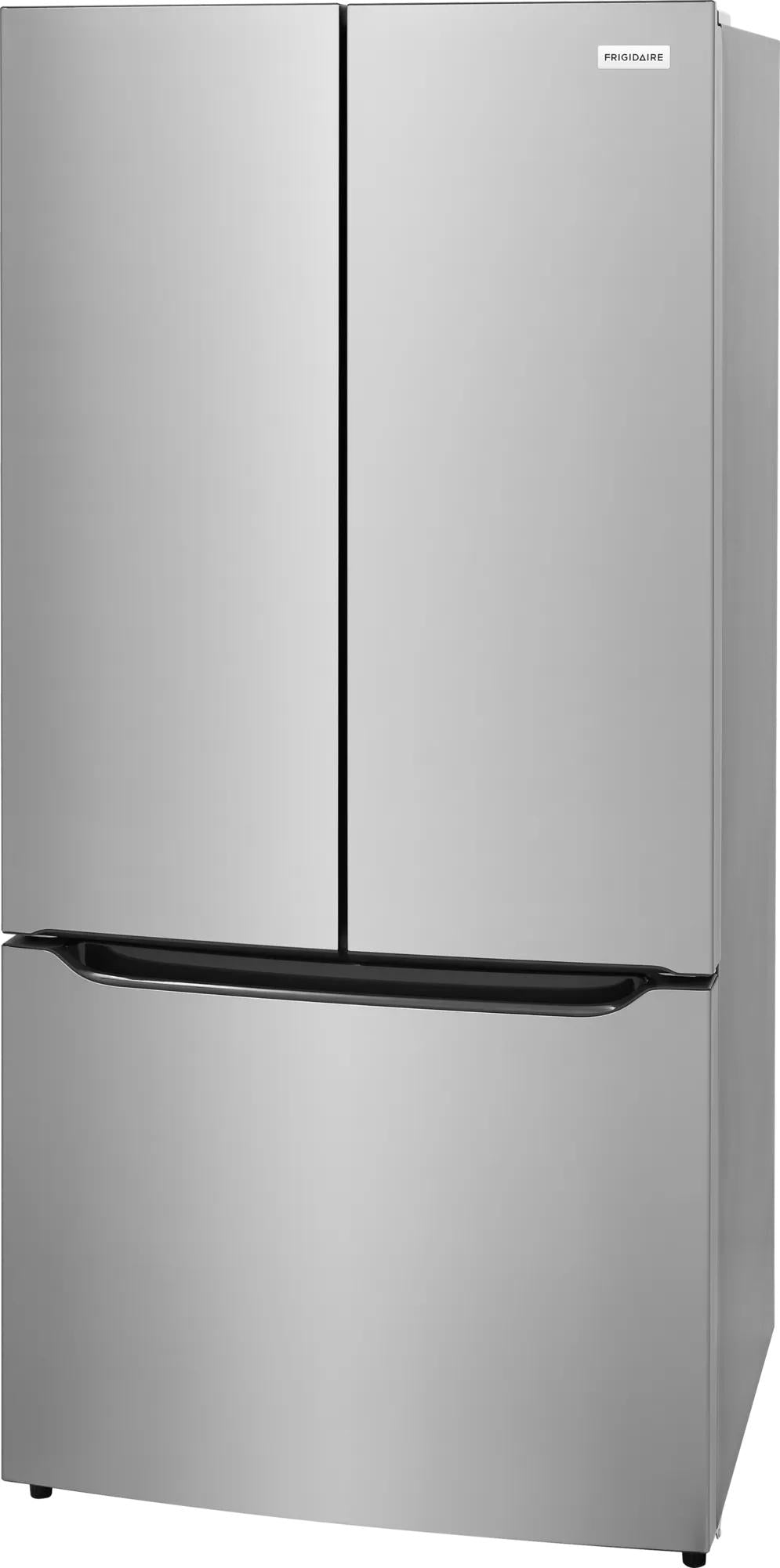 French door refrigerator in stainless steel finish with bottom freezer drawer in kitchen and appliances collection
