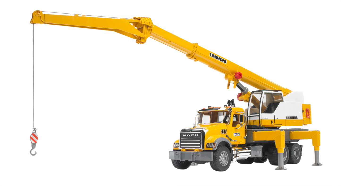 Yellow Bruder MACK Granite Liebherr crane truck model with extendable boom in Toys & Games and Vehicles & Remote Controlled Toys collections