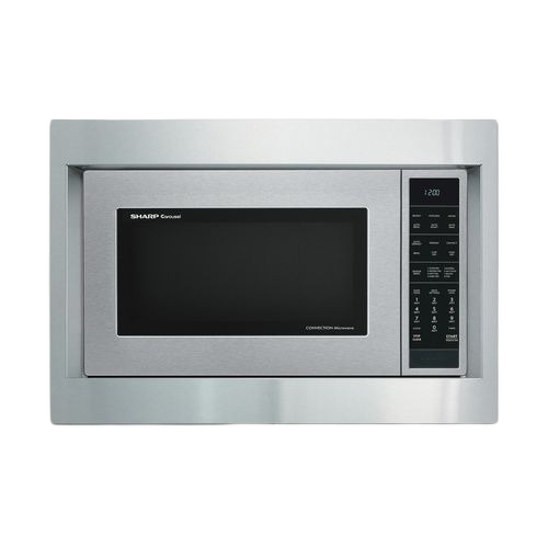 Stainless steel built-in trim kit framing a microwave with digital control panel in Microwaves and Kitchen & Kitchenware collection