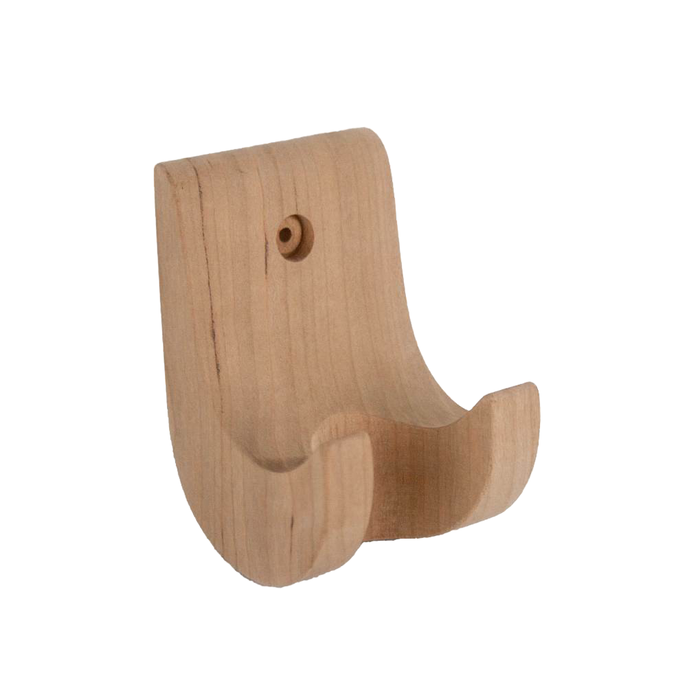 Unfinished cherry wood wall hook with rounded edges for kitchenware and home organization collections under $50