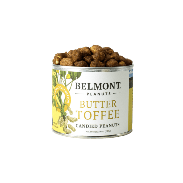 Tin can of Belmont Butter Toffee candied peanuts in food and beverage, chips & snacks, under $50 collections