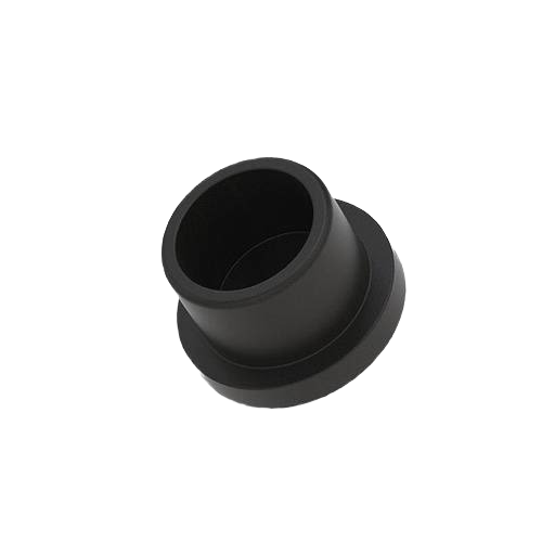 Black durable plastic plug with flanged edge for sealing openings in tools and home improvement projects