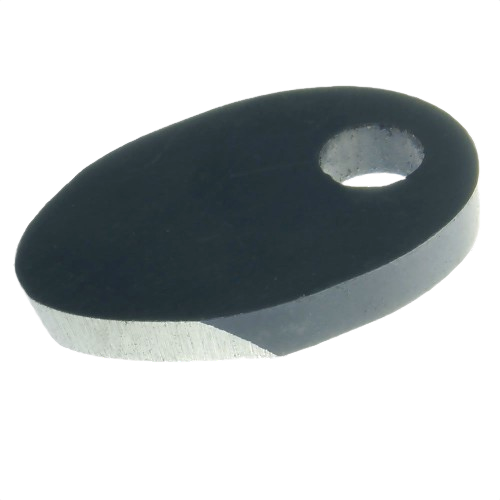 Oval metal scraper blade with a hole for attachment, suitable for woodworking and home improvement tools under $50