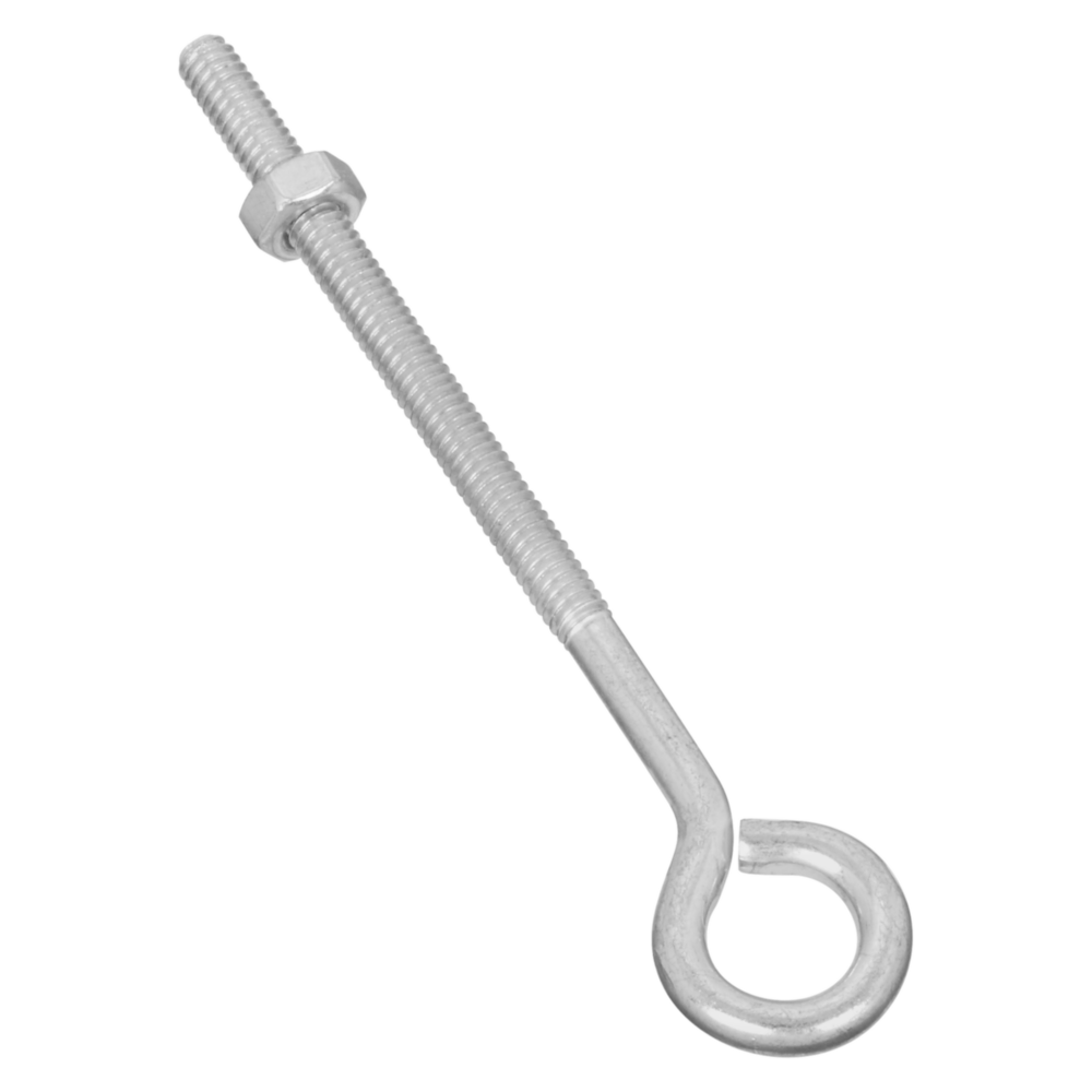 Zinc eye bolt with hex nut and machine screw threads for secure fastening in hardware and fasteners under $50 collection