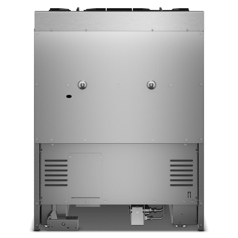 Back view of a stainless steel 30-inch commercial-style gas range in Appliances and KitchenAid collections