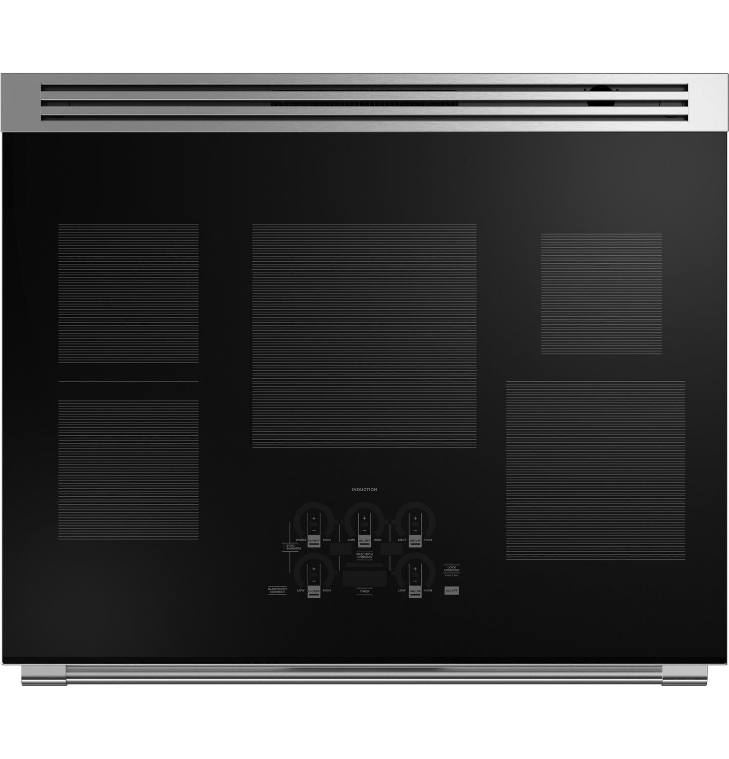 Black induction cooktop with five cooking elements and digital touch controls in Ranges and Kitchen & Kitchenware collections