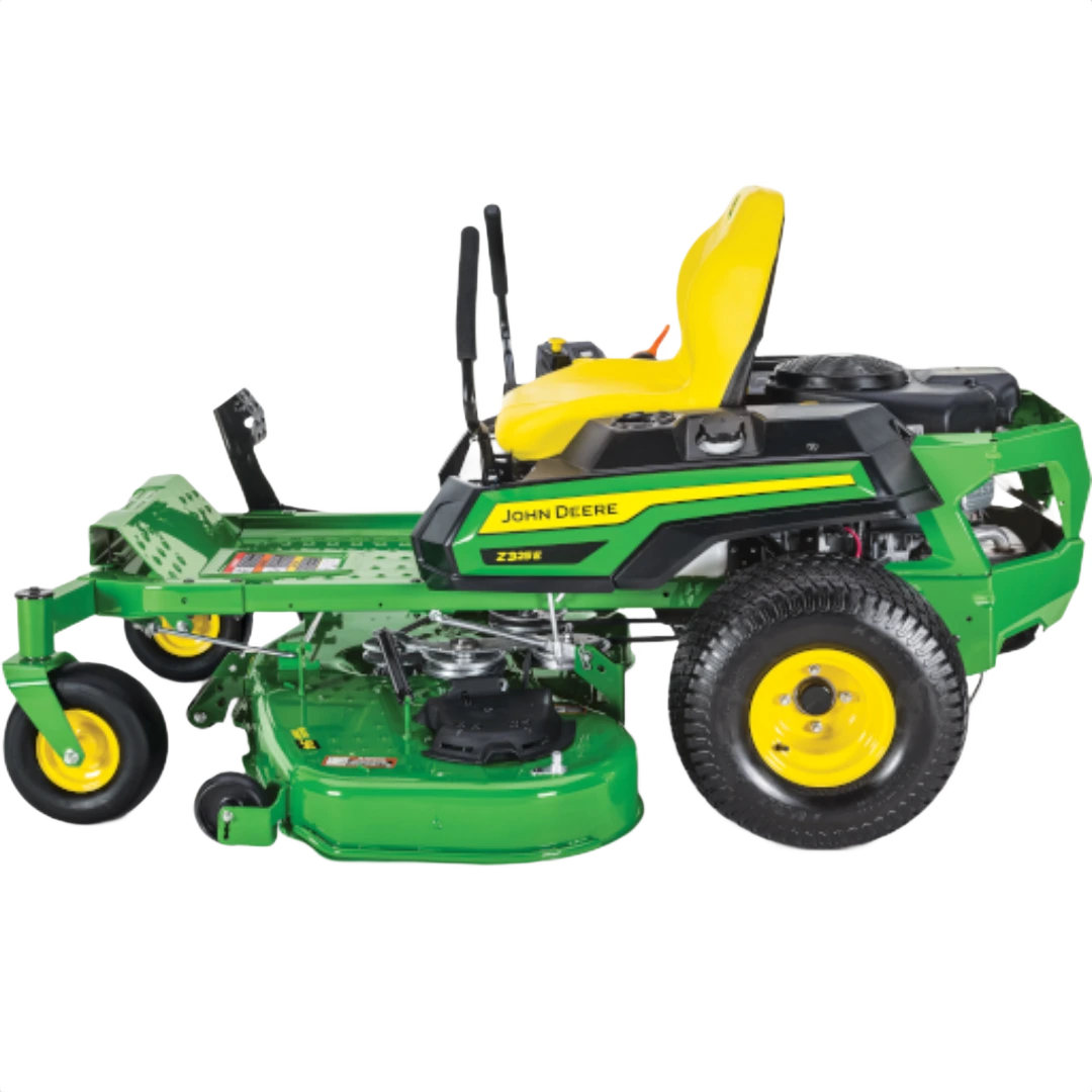 Green and yellow zero-turn mower featuring a 54-inch cutting deck and cushioned yellow rider seat for lawn care tasks