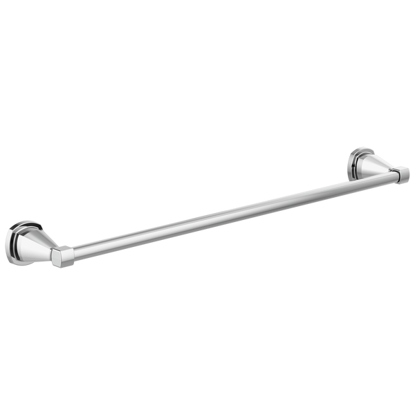 Chrome-finished towel bar with sleek modern design for bathroom home improvement and organization projects