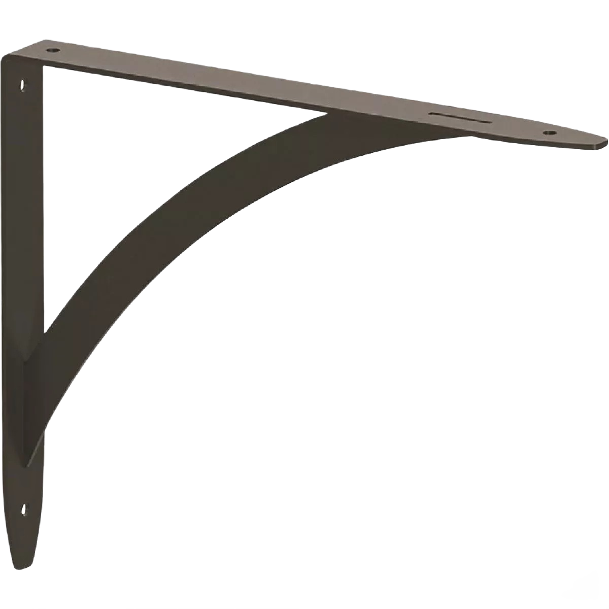 Black metal decorative bracket with curved support and multiple mounting holes for home improvement projects