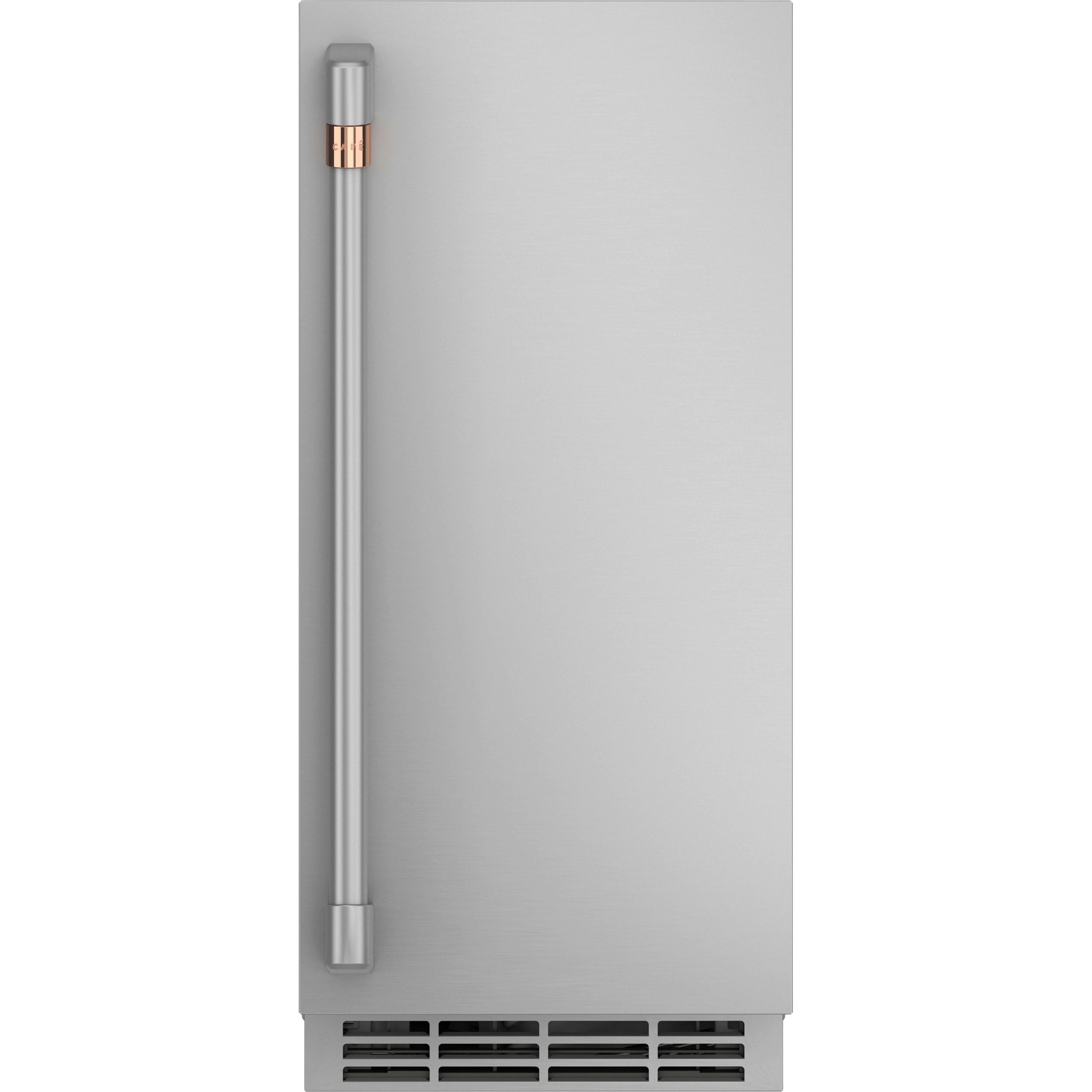 Stainless steel refrigerator-style ice maker door with vertical handle for kitchen appliances and freezers collection