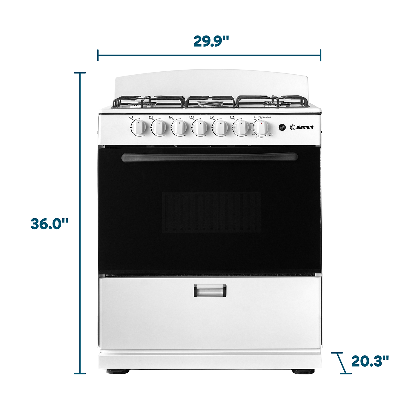 Element Electronics 4.0 cu. ft. 30", 6-Burner Gas Range (EEGR3A6MCCW)