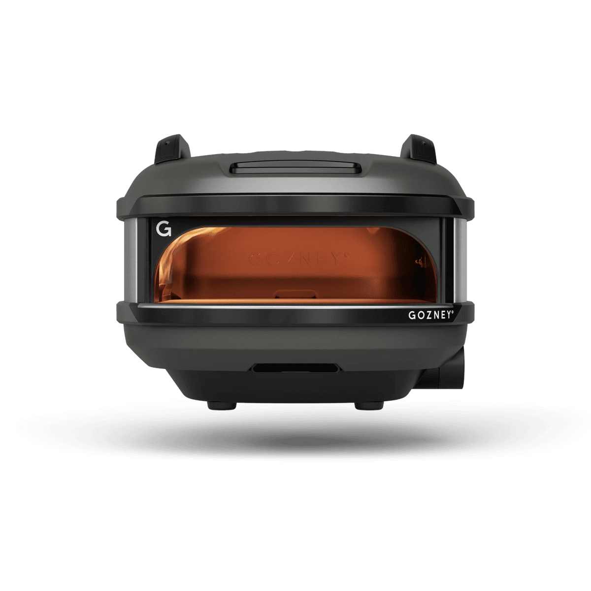 Compact black portable pizza oven with durable steel and aluminum construction for grilling and outdoor living use
