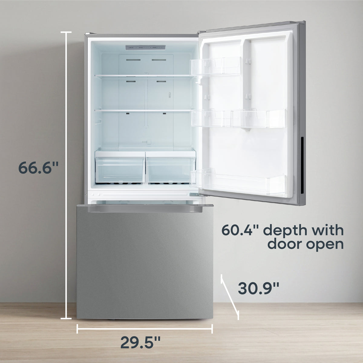 Element Electronics 18.7 cu. ft. Bottom Freezer Refrigerator - Stainless Steel, ENERGY STAR (ERBM19CBS)