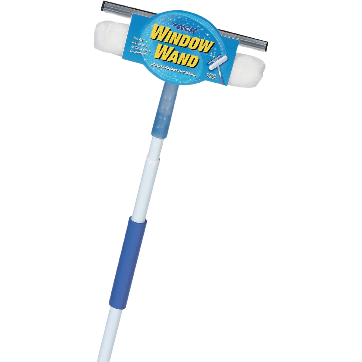 Cleaning tool wand with squeegee and microfiber washer for spotless windows in home improvement and cleaning collections