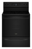 Black 30-inch electric range with digital control panel and smooth cooktop in kitchen appliances and electric ranges collection