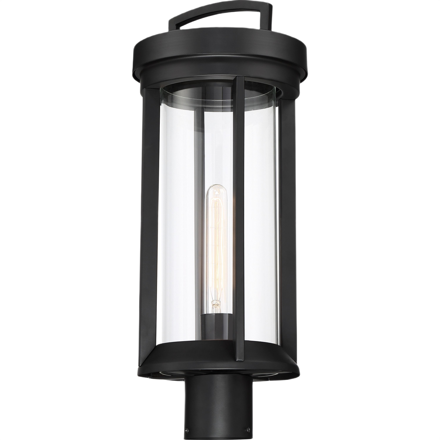 Outdoor post lantern with clear glass, aged bronze finish, suitable for lighting and home improvement projects