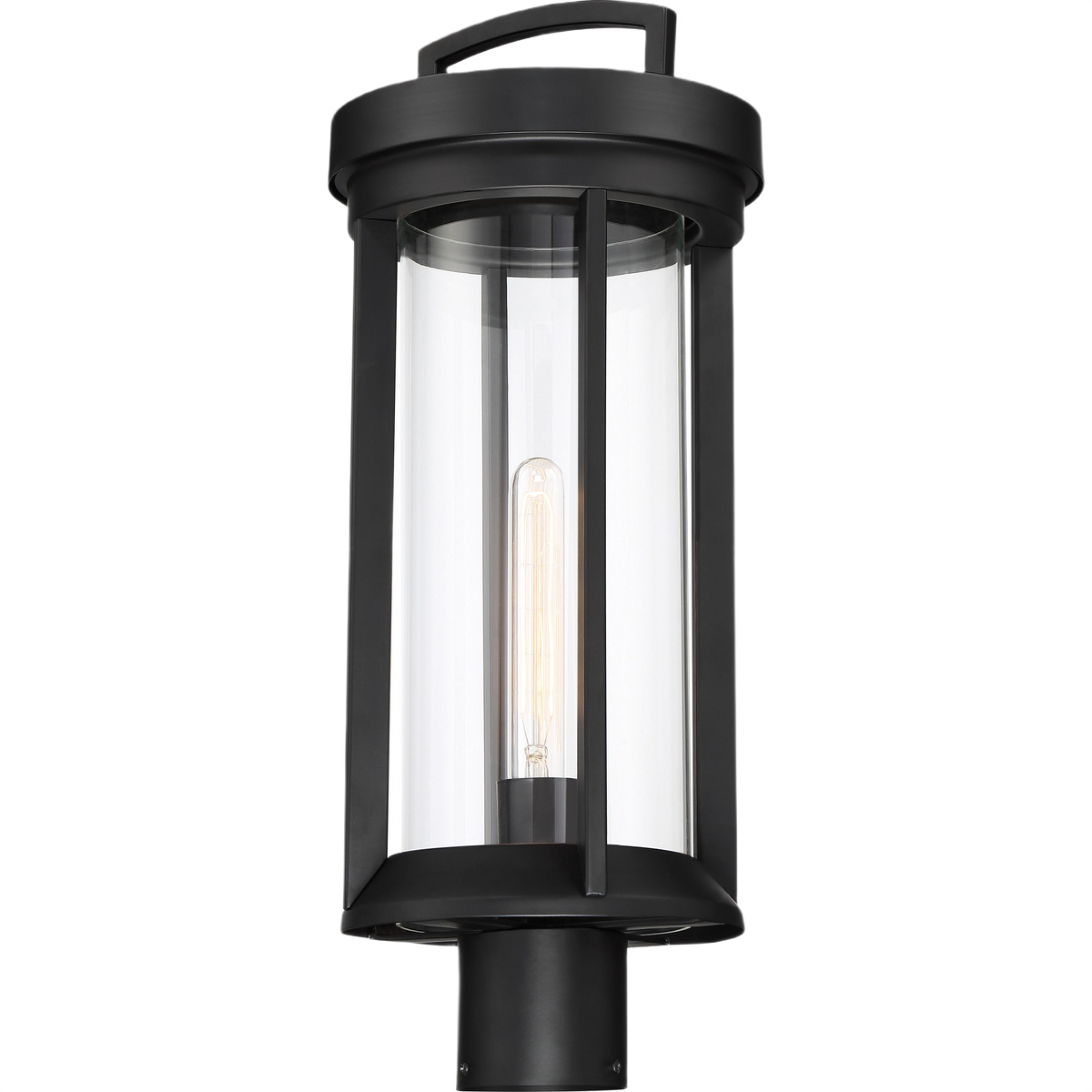 Outdoor post lantern with clear glass, aged bronze finish, suitable for lighting and home improvement projects