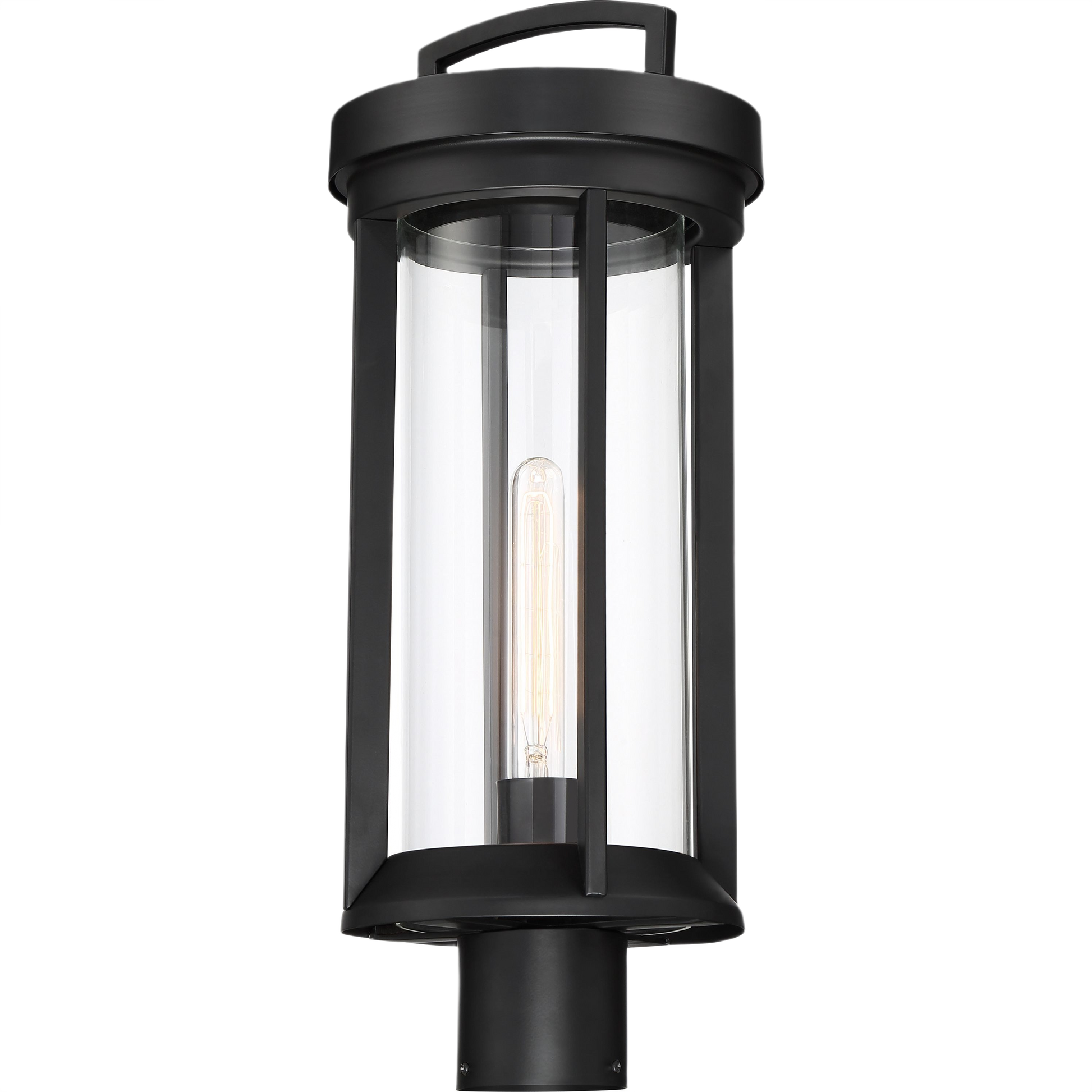Outdoor post lantern with clear glass, aged bronze finish, suitable for lighting and home improvement projects
