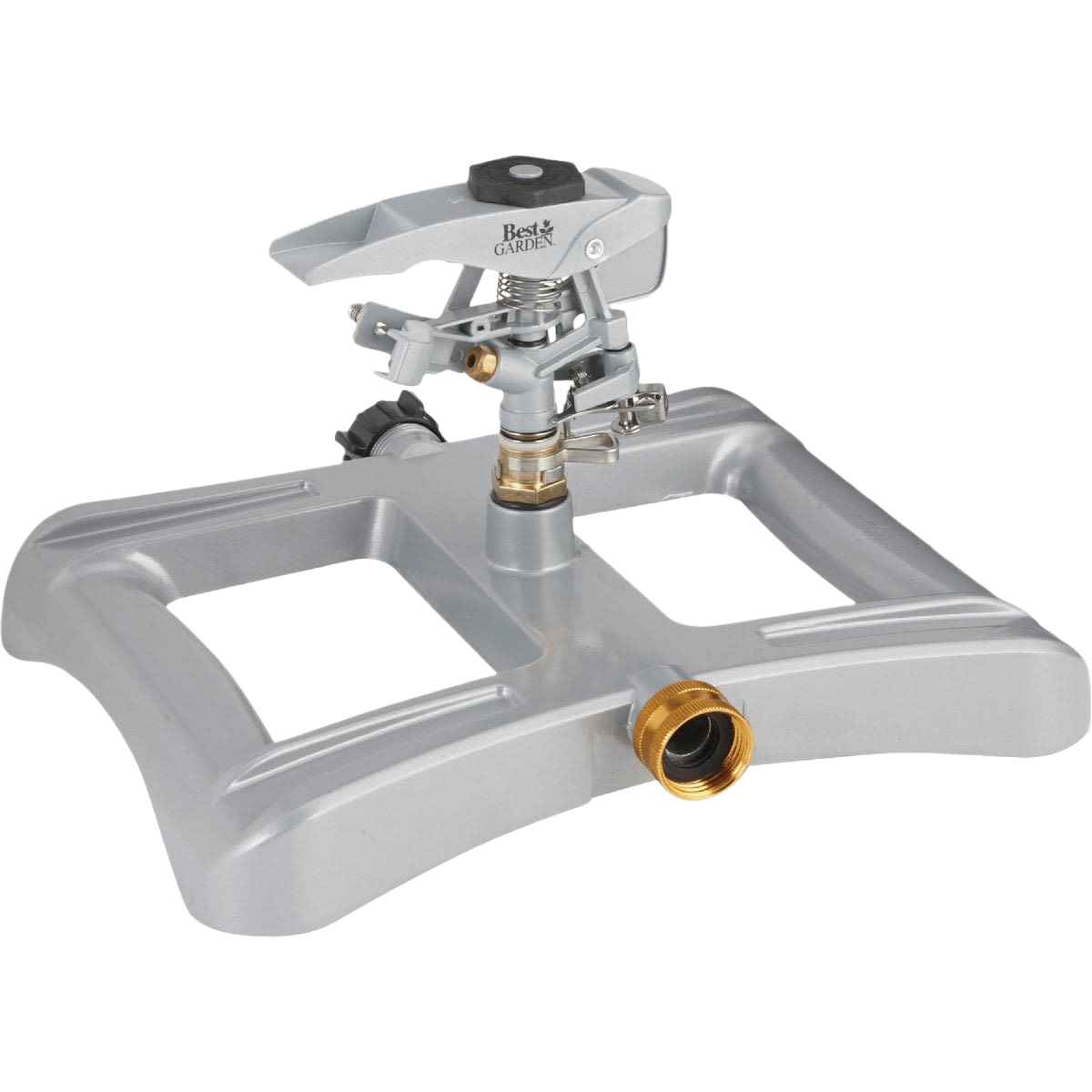 Metal sled impulse sprinkler with brass connector for lawn sprinklers, watering, and irrigation in lawn and garden collections