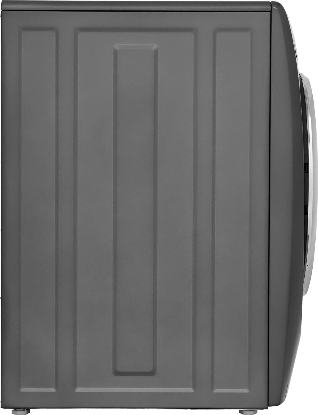 Dark gray side view of a front load washer with a textured panel in washers and appliances collection
