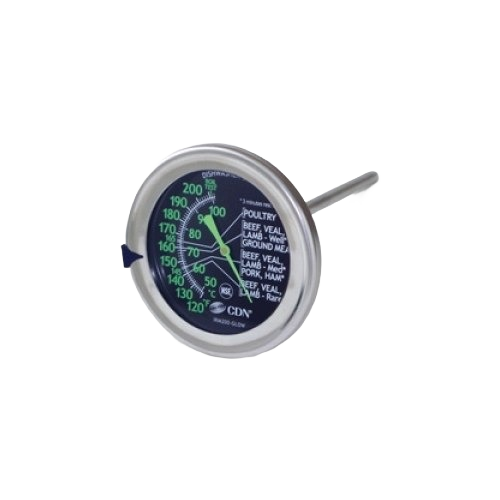 Ovenproof meat thermometer with glow-in-the-dark dial for precise grilling temperature readings in kitchen gadget tools collection