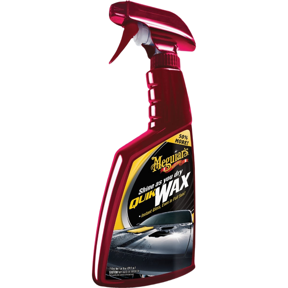Red trigger spray bottle of quick wax for car care, part of automotive cleaning and wax products under $50 collection