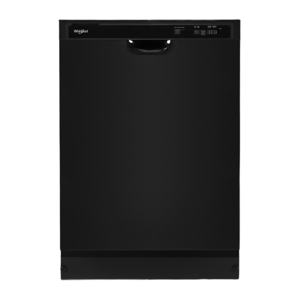 Black Whirlpool built-in dishwasher with digital control panel and ENERGY STAR® certification from kitchen appliances collection