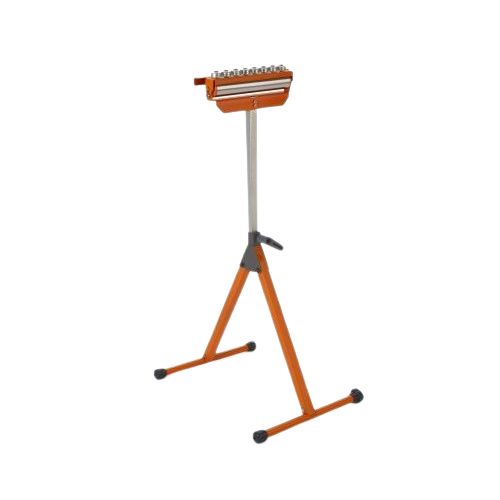 Orange and silver A-frame pedestal roller stand with adjustable height for tools and home improvement projects