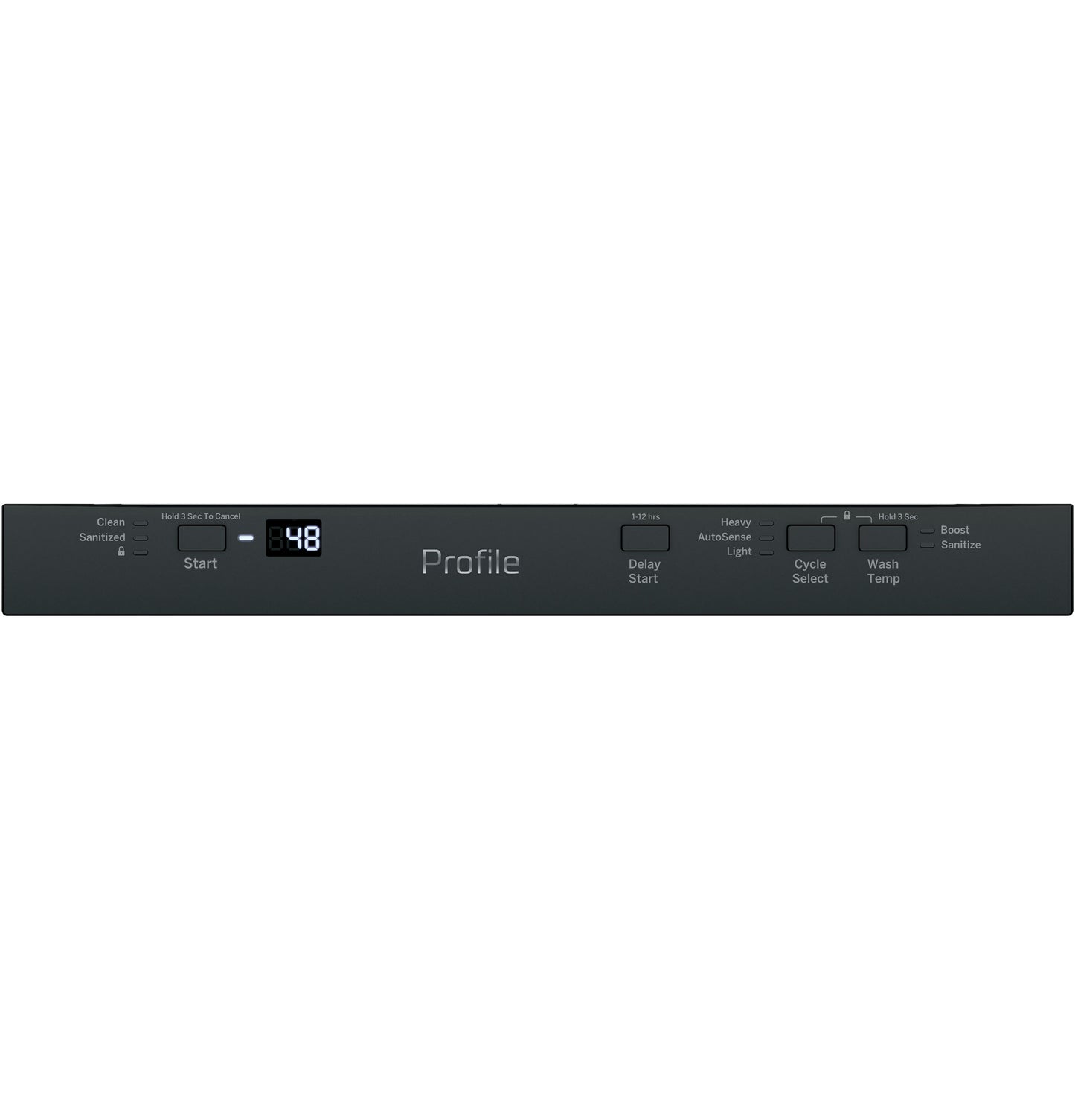 Control panel of black dishwasher with LED display and touch buttons in Dishwashers and Kitchen & Kitchenware collections