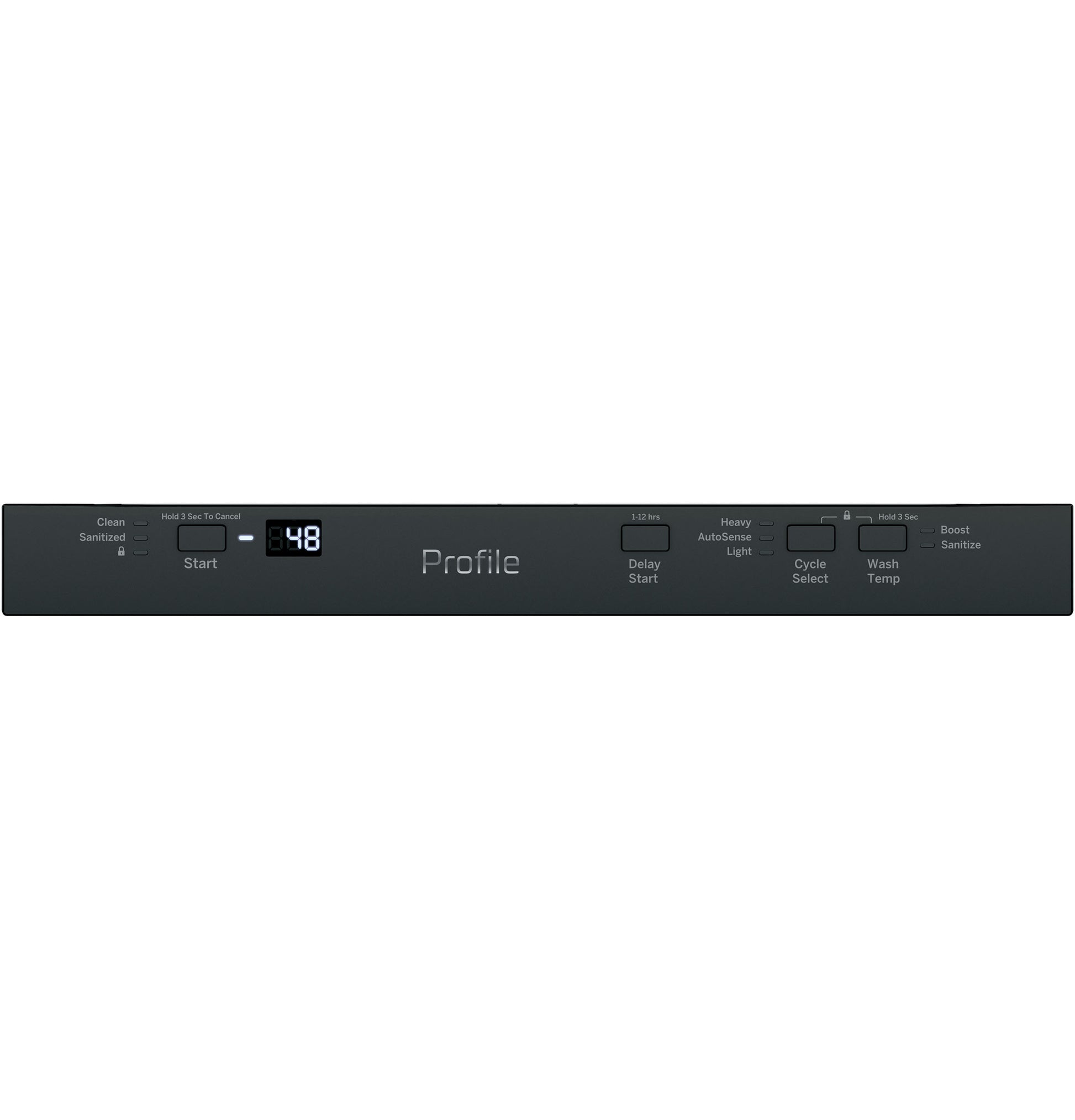 Control panel of black dishwasher with LED display and touch buttons in Dishwashers and Kitchen & Kitchenware collections
