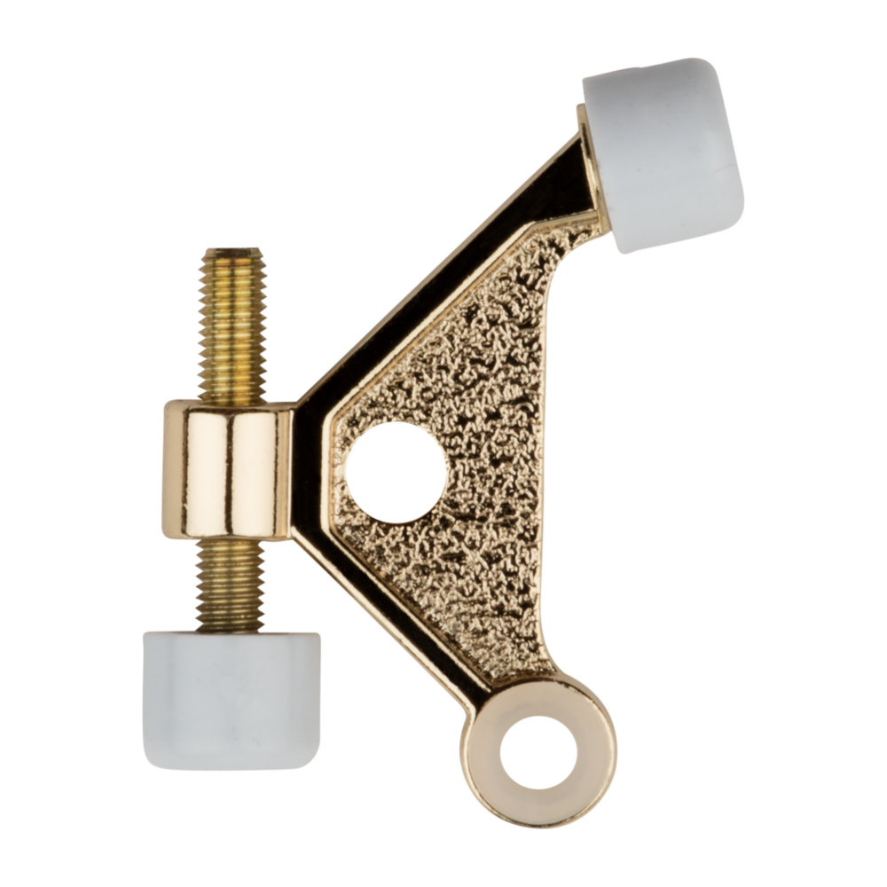 Bright brass zinc hinge pin door stop with white rubber tips for door accessories and home improvement under $50 category