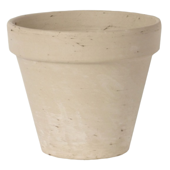 Standard clay pot in granite color with a classic tapered shape for gardening and home improvement use