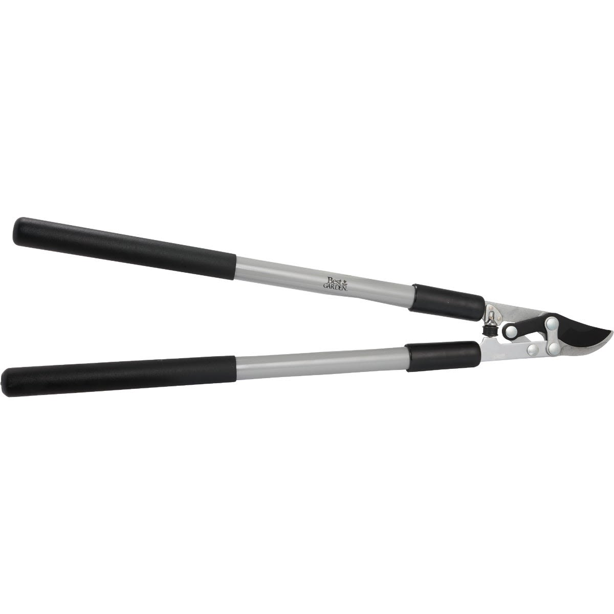 Garden bypass lopper with fiberglass handles and sharp curved blades designed for precise pruning in home improvement tasks