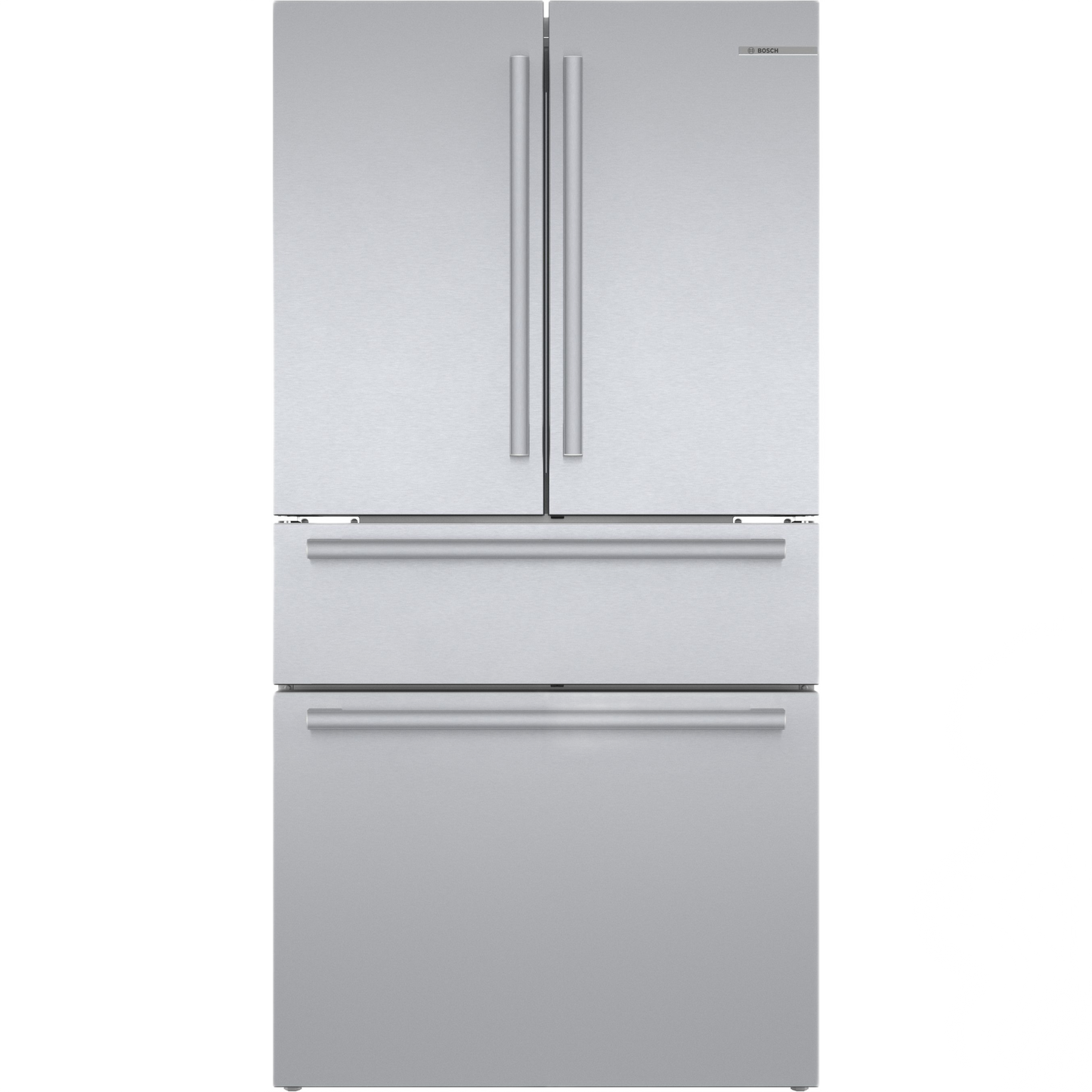 36-inch French door bottom mount refrigerator in stainless steel with anti-fingerprint finish for kitchen appliances and home improvement