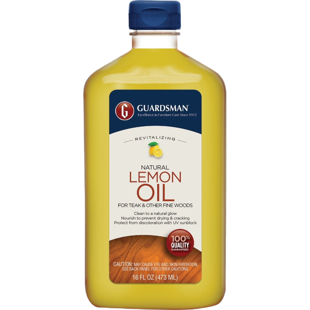 16 fl oz bottle of natural lemon oil for teak and fine wood care with UV protection and nourishing properties