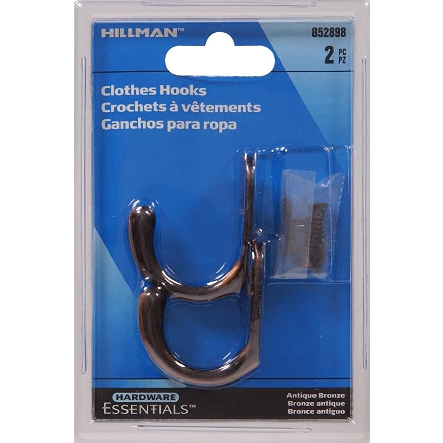 Pair of antique bronze clothes hooks for storage and organization in hardware and home improvement collections under $50