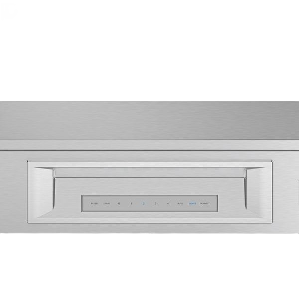 Stainless steel custom insert range hood control panel with programmable settings from Range Hoods collection