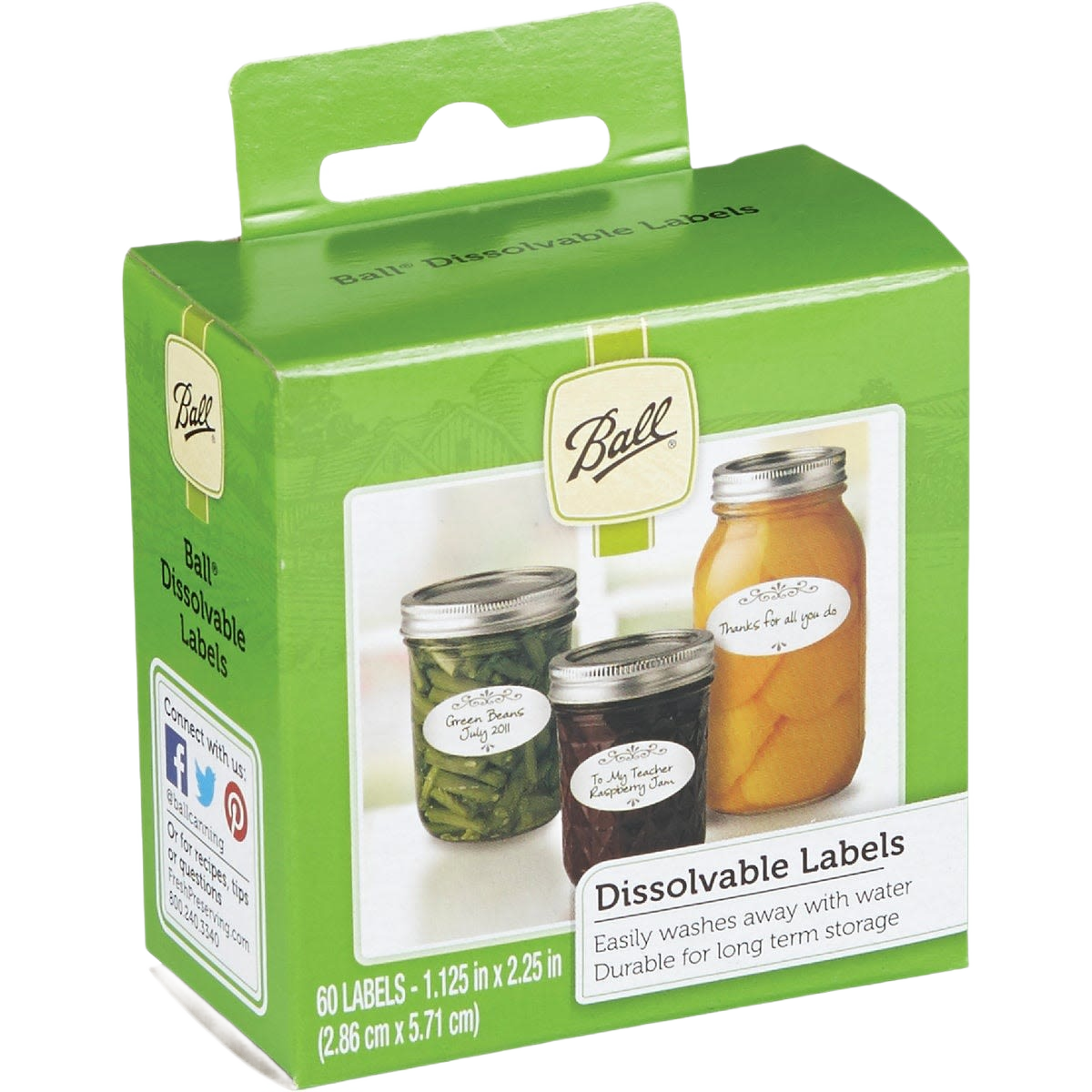Green and orange jar labels that dissolve with water for reusable storage and organization in home improvement tasks