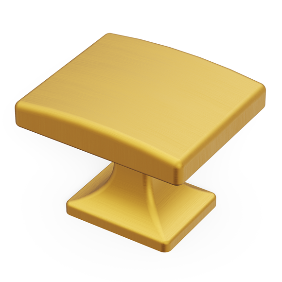 Brushed golden brass cabinet knob with farmhouse-inspired modern design for hardware and furniture accessories collections