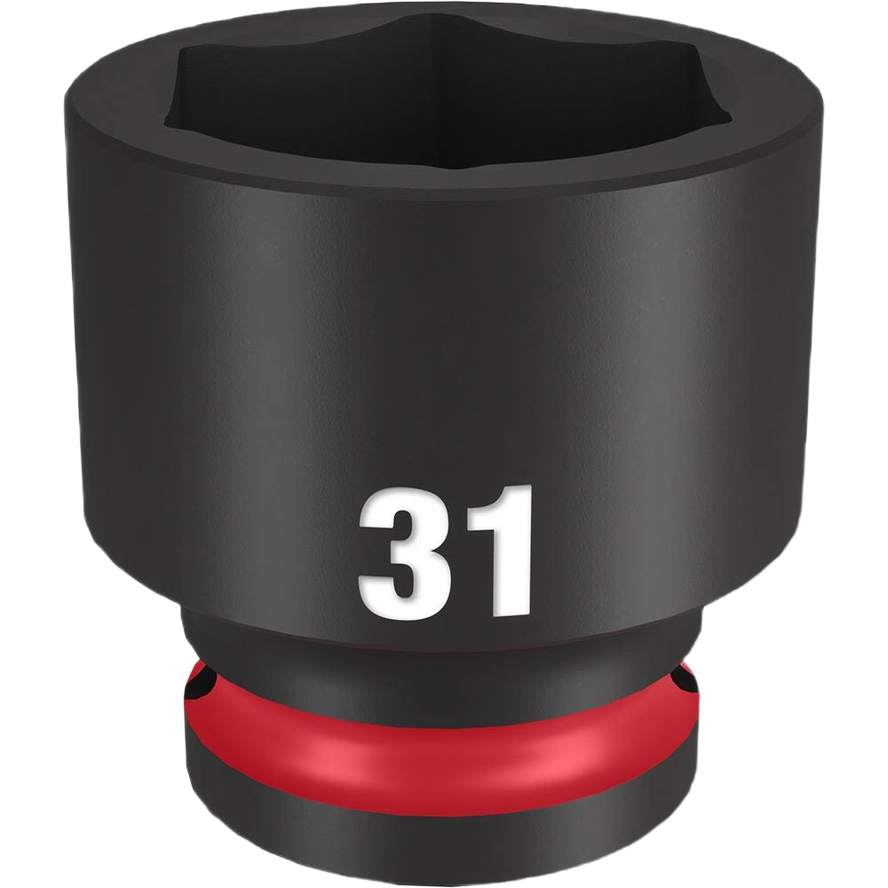 31 mm black impact socket with red ring for hand tools and woodworking tool collections under $50