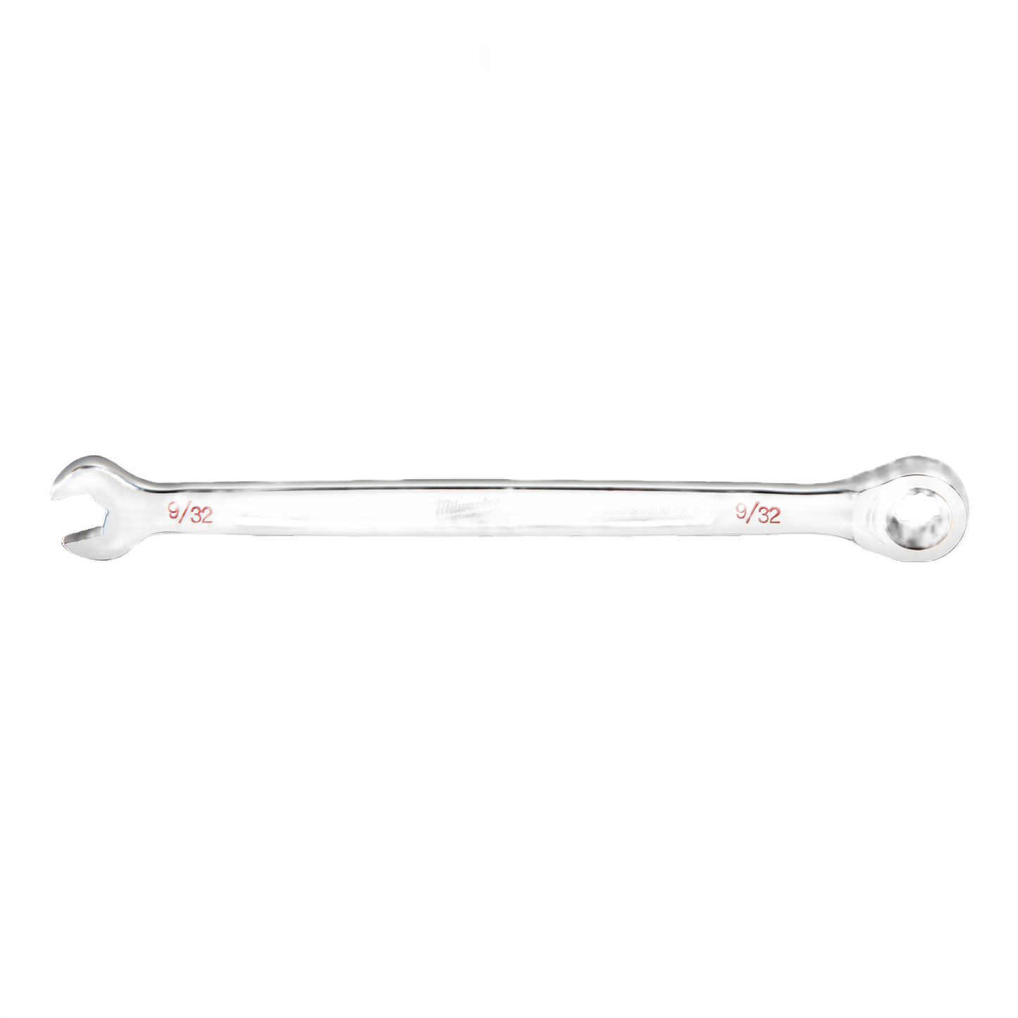 Chrome ratcheting combination wrench with open and closed ends marked 9/32 for tools and home improvement tasks