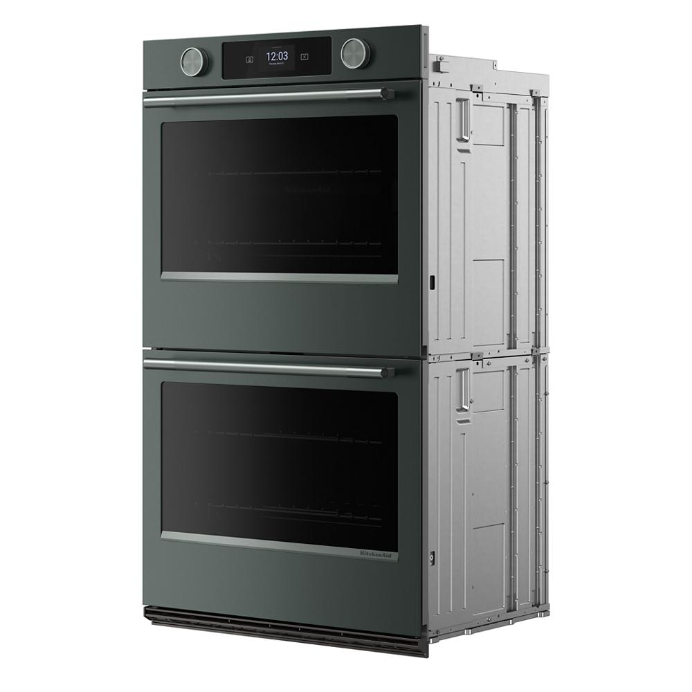 30-inch smart electric double wall oven in juniper finish with dual compartments, digital display, and stainless steel handles, part of Double Wall Ovens, Wall Ovens, Kitchen & Kitchenware, All Products, KitchenAid, Appliances collections.