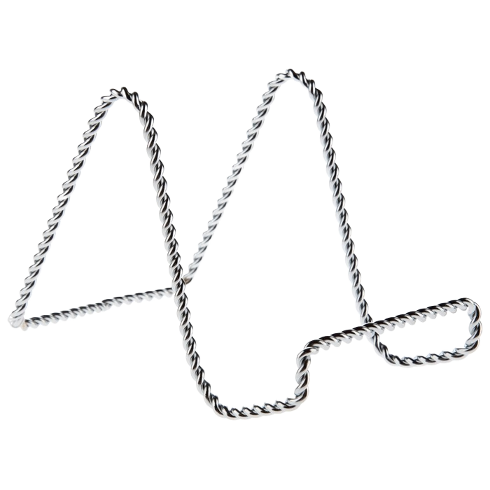 Chrome twisted wire stand with a compact design for supporting items in home improvement tasks