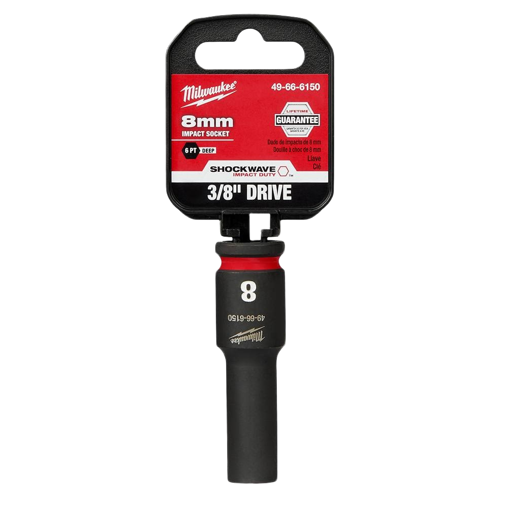 Milwaukee 8mm deep 6-point impact socket with 3/8" drive for hand tools and woodworking collections under $50