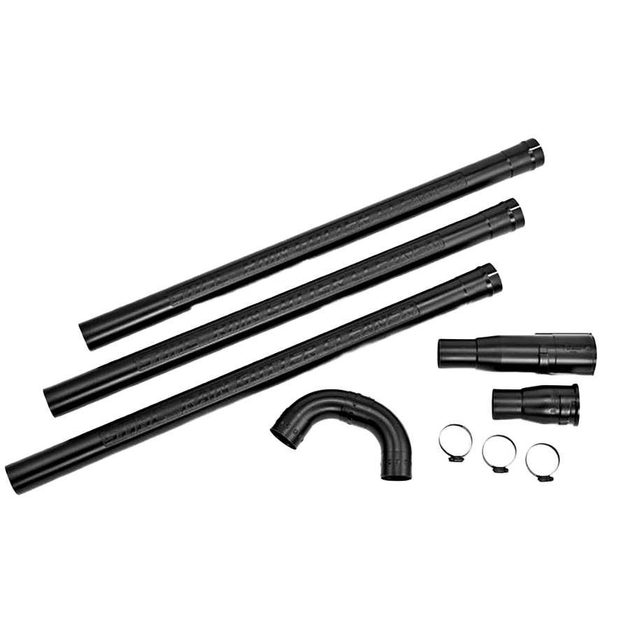 Set of black plastic blower accessory tubes and connectors for outdoor gutter cleaning in power tool accessories under $100
