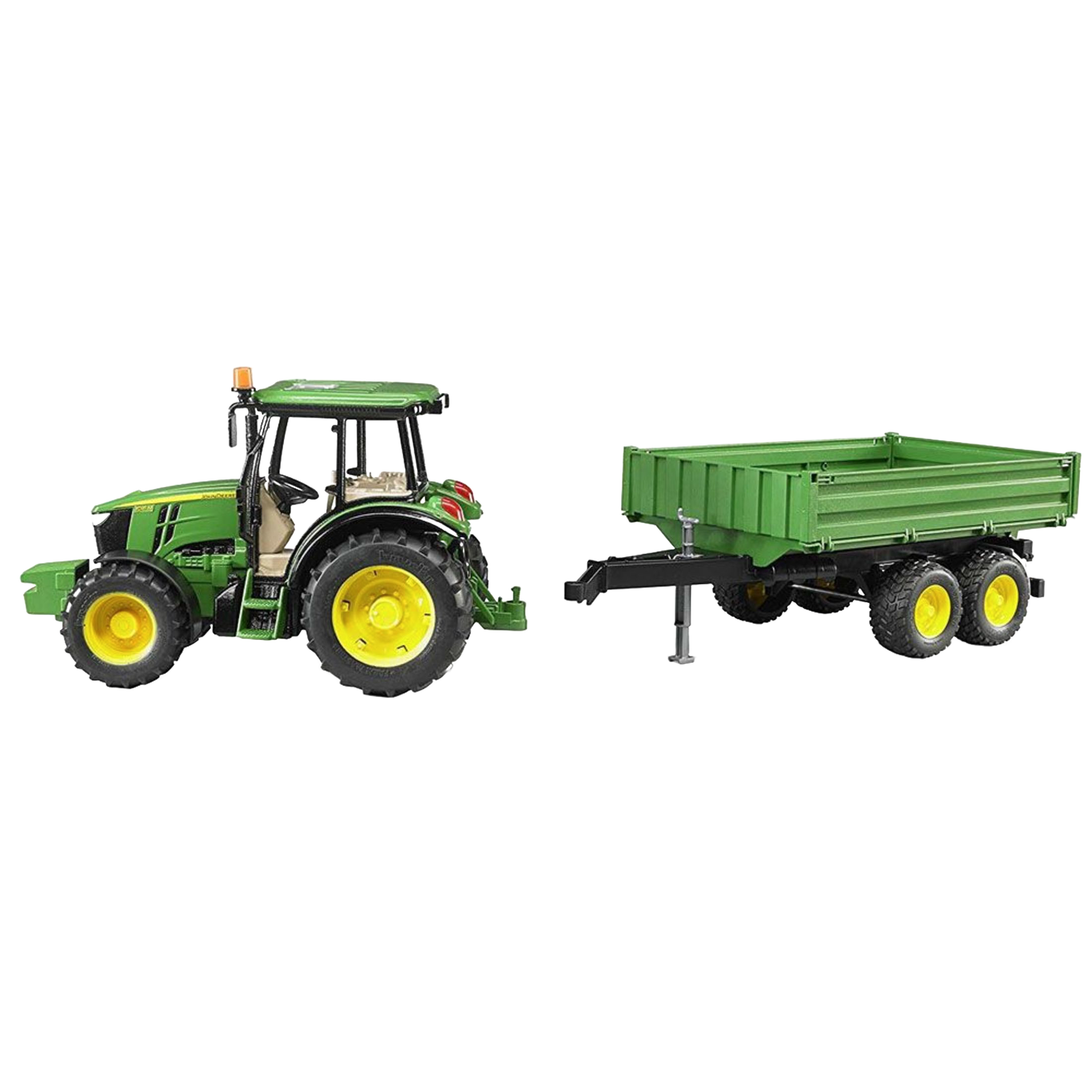 Green and yellow tractor toy with detachable green trailer in Vehicles & Remote Controlled Toys and Bruder Toys collections